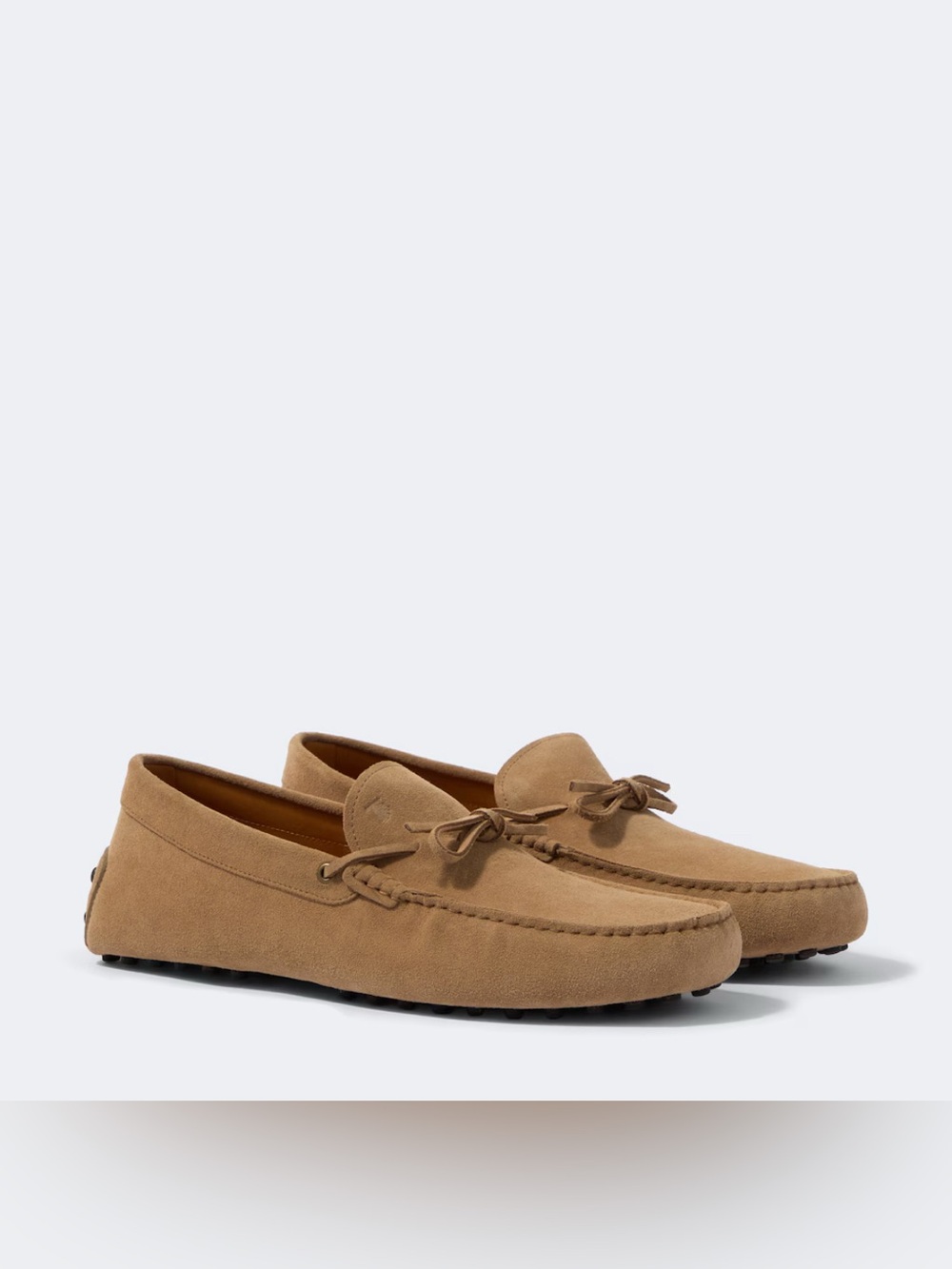TOD'S Men’s Driving Mocassin Suede Driving Loafers in Taupe Brown Camel size 6.5